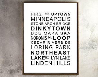 MPLS typography, Poster Print, Wall Art, Digital Prints, Typography, Minneapolis