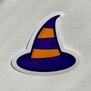 Evil Witch Hat Halloween Glossy Vinyl Water Resistant Sticker Cute Cool Decal Water Bottle Laptop Regalo