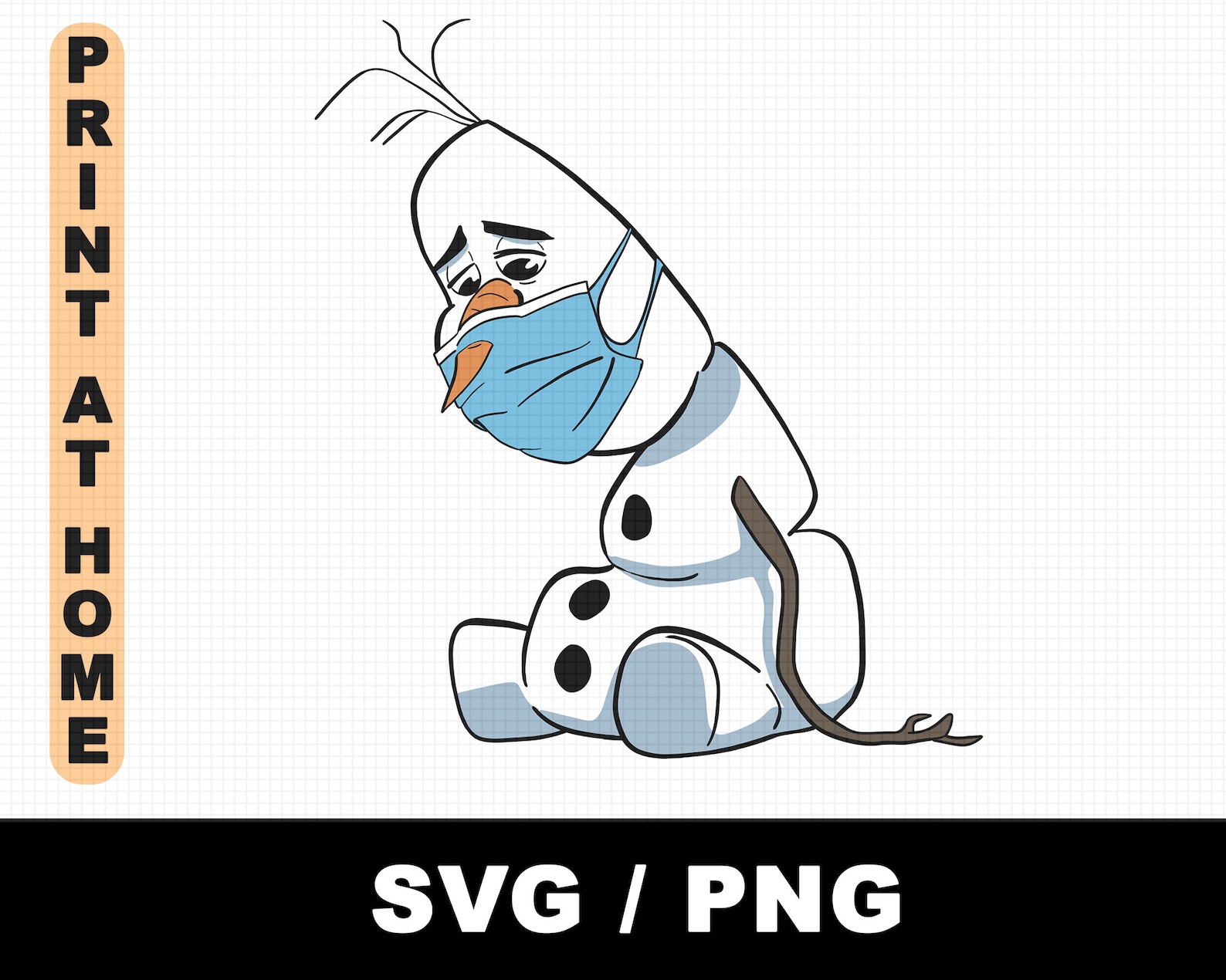 olaf disney frozen svg face mask png print at home sad