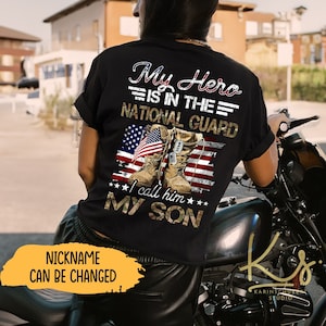 My Hero Is In The National Guard I Call Him My Son, Combat Boots Military Family Matching Shirt, National Guard Family, Proud National Guard