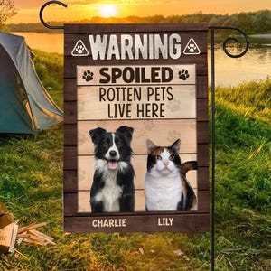 Benutzerdefinierte Hund Katzengarten Flagge mit Haustierfoto, personalisiertes Willkommen Yard Banner, Hund Yard Flagge Geschenk für Hundebesitzer, Katzenmutter Papa, Haustierbesitzer Geschenk