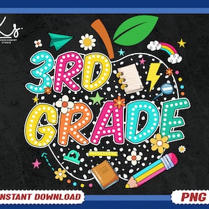 Third Grade Back To School Png, Teacher Apple Dalmatian Dot Png, Groovy 3rd Grade Png, Dalmatian Colorful Png, Teacher Bright Dots Png