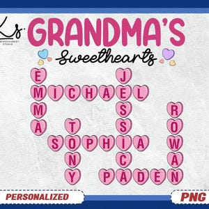 Custom Grandma&#39;s Sweetheart Png, Grandmother Shirt With Kids Names, Mama Nana Gigi Valentine&#39;s Day Png, Birthday Christmas Gift For Grandma