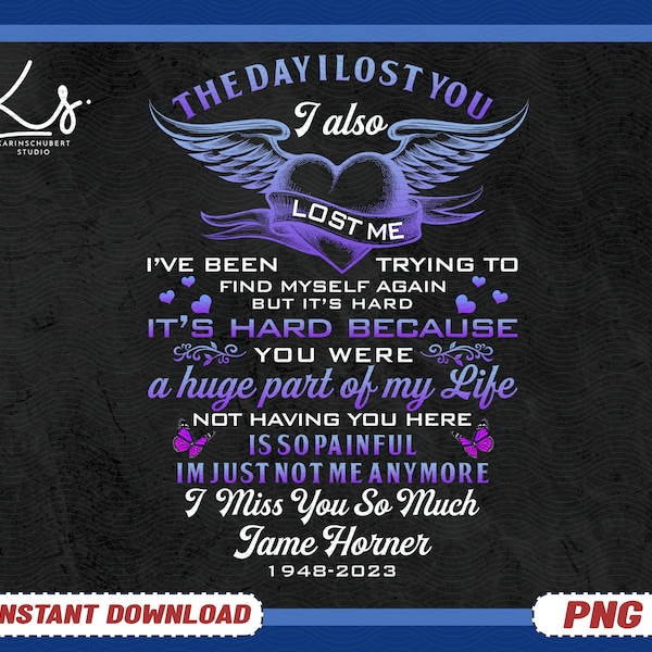 The Day I Lost You I Also Lost Me Png, Dad In Heaven, In Loving Memory Memorial Digital Download, Loss Of Father, Son, Brother, Funeral Poem