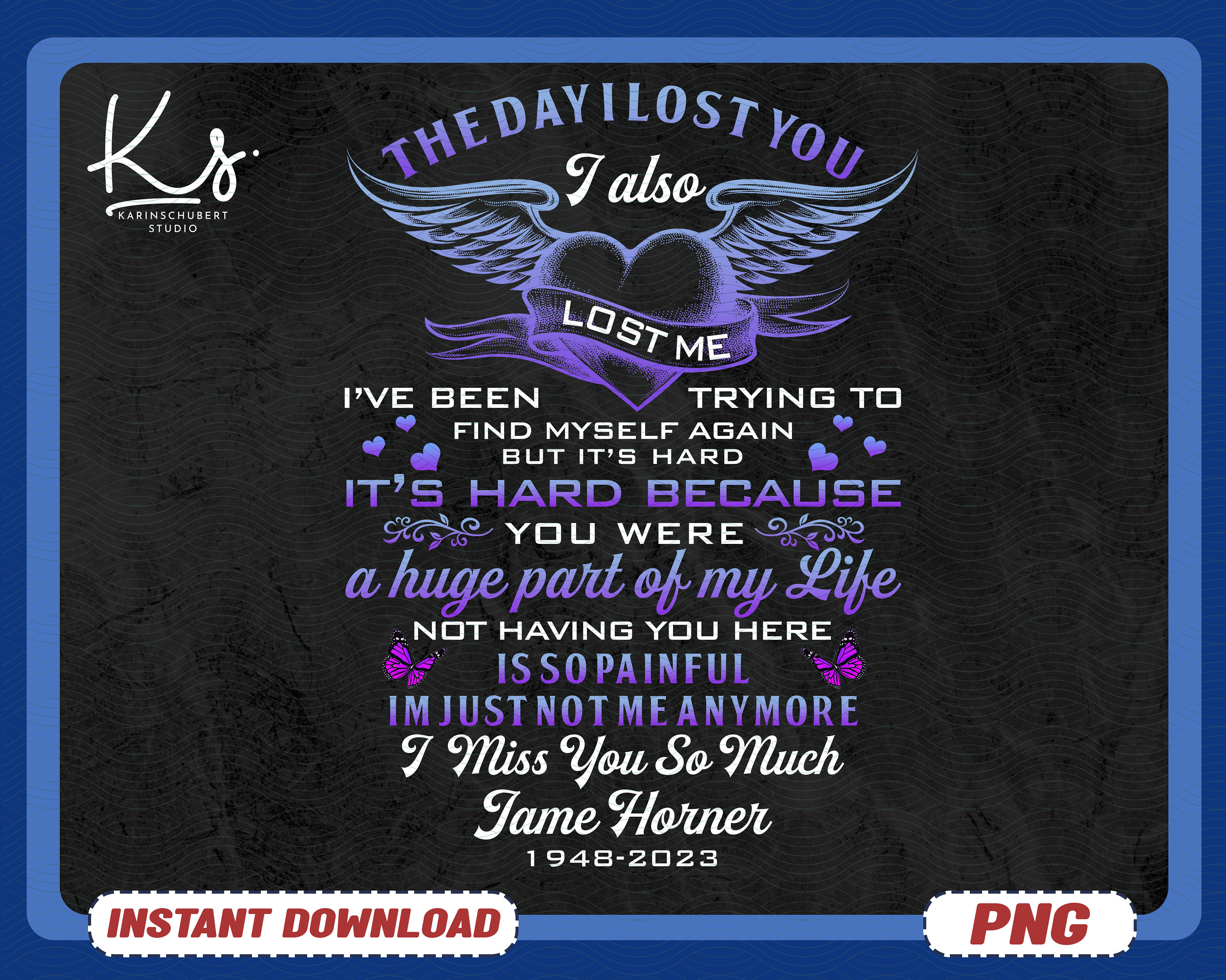 The Day I Lost You I Also Lost Me Png, Dad In Heaven, In Loving Memory Memorial Digital Download, Loss Of Father, Son, Brother, Funeral Poem