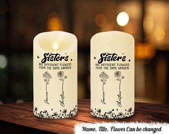 Personalisierte Geburtsblumengeschenk flammenlose Kerze, kundenspezifischer Geburtsmonat Blumengeschenk, spezielles Geburtstagsgeschenk für sie, Schwester-Mama-Tantengeschenk