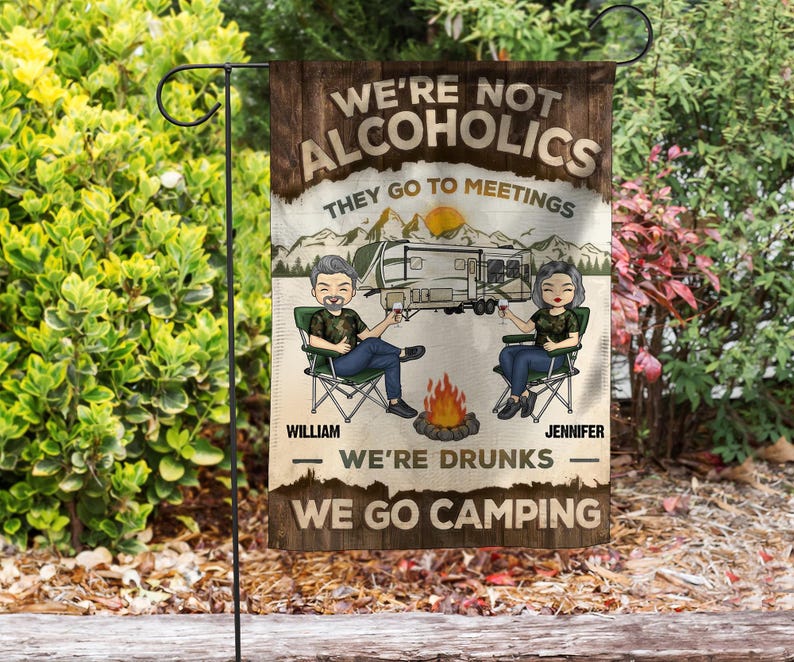 Personalized Camping Wooden Sign - Gift Idea For Camping Lover/Couple/Family/Friends - We're Drunks We Go Camping main image 0