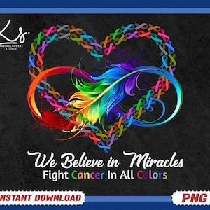 Fita de borboleta de câncer Png, Acreditamos em milagres Luta em todas as cores Png, Conscientização sobre o câncer Png, Guerreiro do câncer Png, Presente de lutador do câncer