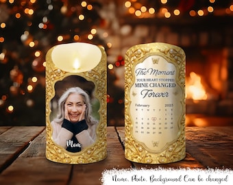 Custom Photo LED Candle, Personalized Memorial Sympathy Gifts For Loss Of Mom, Dad, Custom Photo Candle Remembrance Gift, Bereavement Gift