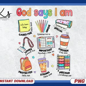 God Says I Am Teacher, Back To School Teacher Shirt Design, Bible Verse Png, Christian Teacher Png, Teacher Gift, Hello First Day Of School