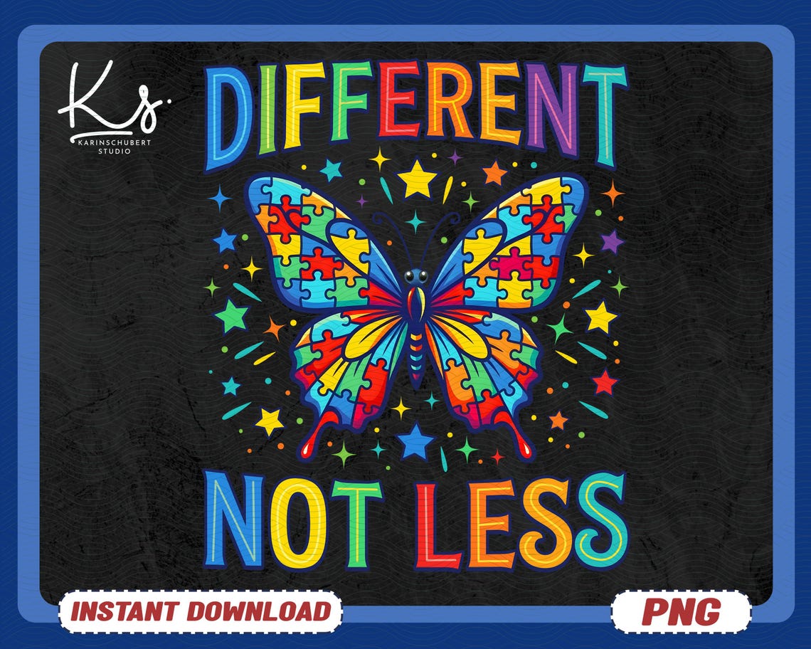Different Not Less Autism PNG, Autism Awareness Butterfly Puzzle PNG ...