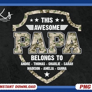 This Awesome Papa Belongs To Png, Fathers Day Png, Papa Quote Png, Papa Saying Png, Pops Shirt Png, Gift For Grandpa, Fathers Day Gift