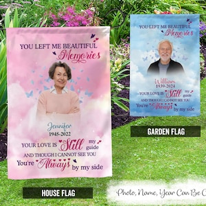 Personalized Memorial Garden Flag, Memorial Sympathy Gift, You Left Me Beautiful Memories, Garden Memorial, Cemetery Decor, Grave Banner