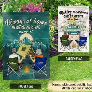 Home Is Where We Park It - Gift For Camping Lovers - Personalized Flag, Camping Flag, RV Camper Flag, Campsite Flag - Anniversary Gift