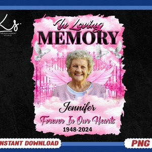 In Loving Memory, Png Center T-shirt Design, Memorial Pinky Purple Heaven, RIP, Funeral Background Png, Rest In Peace, Forever In Our Hearts