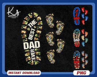 The Best Dad Ever Png, Dad Kid Footprints Png, Personalized Fathers And Childs Footprints, Father's Day Shirt Png, Best Dad Footprints Png