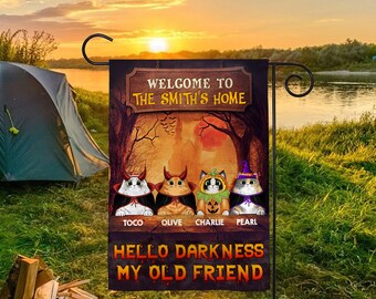 Halloween Gartenflagge 30 X 45 Cm – Gruselige Katzen-Deko Für Garten, Terrasse Oder Wohnung