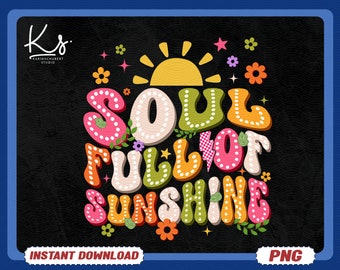 Alma llena de sol Png, Amor propio Png, Primavera Png, Lindo verano retro Groovy Png, Floral Hippie Sunburst Retro Png, Ambiente de verano Png