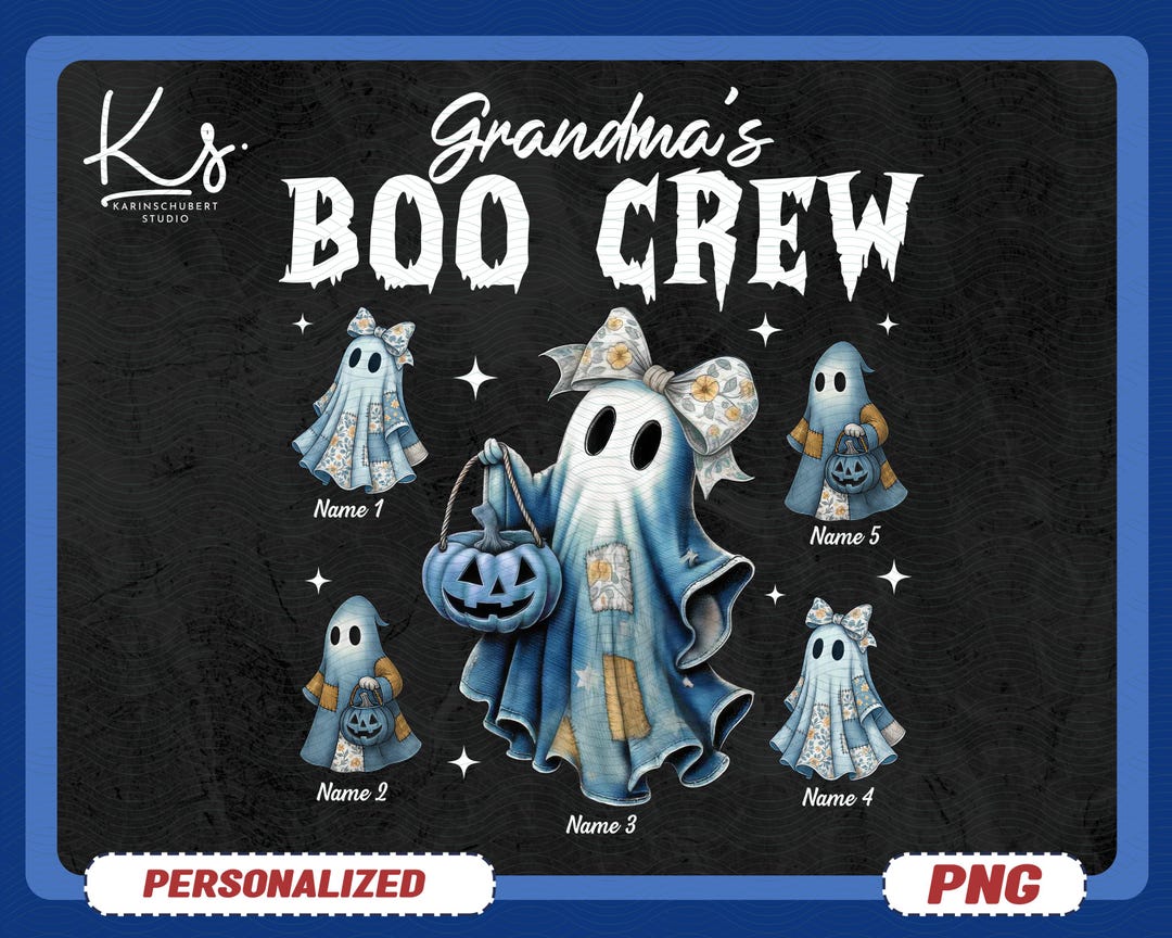 Grandma's Boo Crew Retro Patchwork Style Personalized Halloween PNG ...