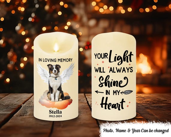 Custom Pet Photo LED Lamp: Personalized Dog Cat Memorial Light