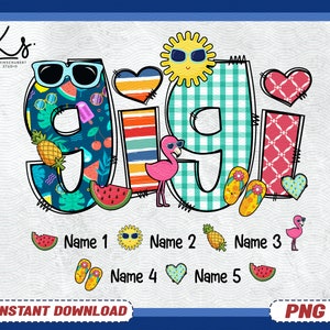 Custom Name Summer Holiday Png, Nana Summer Vibes Png, Hello Summer Gigi Png, Grandma Mimi Nana Custom Grandkid Names Png, Mom Summer Png