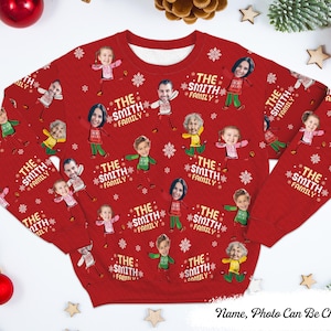 Custom Christmas Sweater With Photo, Ugly Sweater With Face, Funny Photo Christmas Ugly Sweater, Family Xmas Gift Party Shirt Men Women Kids
