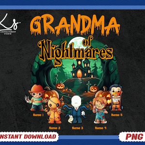 Pequeño monstruo de la abuela personalizado Halloween Png, diseño de camisa de abuela espeluznante, Nana Mimi Gigi Png, Halloween Png, diseño de Little Monster Kid Png