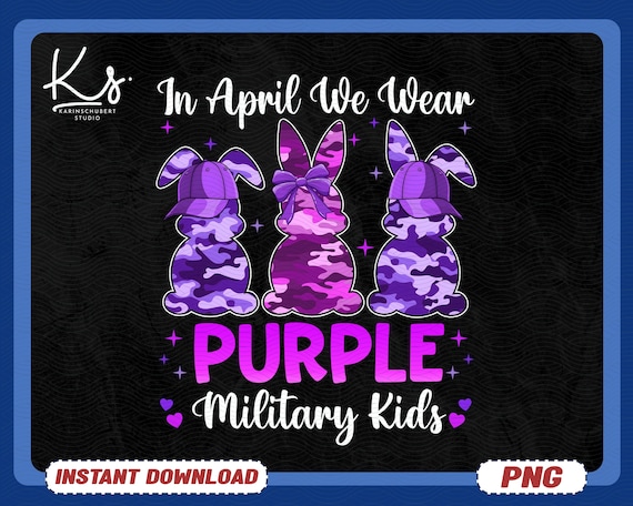 In April We Wear Purple Png, Military Kids Png, Purple Up Png, Military Kids Month Png, Military Family Png, Proud Of Military Children Png