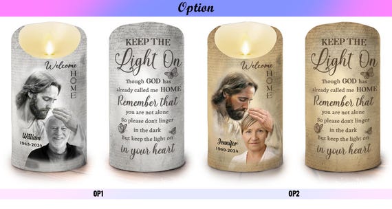 Personalized Photo LED Memorial Candle - Flameless Bereavement Candle With Custom Picture