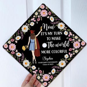 Now It&#39;s My Turn To Make The World More Colorful, Personalized Graduation Cap Topper, Custom 2025 Senior Grad Gift, Friendship Gift For Her