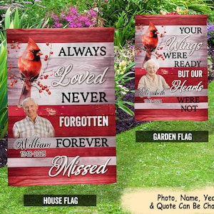 In Memory Garden Flags, Your Wings Were Ready My Heart Was Not, Cardinal Garden Flags, Loss Garden Flags, Graveyard Decorations, Loss Flag