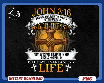 For God So Loved The World John 3 16 Jesus Cross PNG, John 3:16 Png, God's love Png, Christians Png, Christ on the Cross Png, Bible Verse
