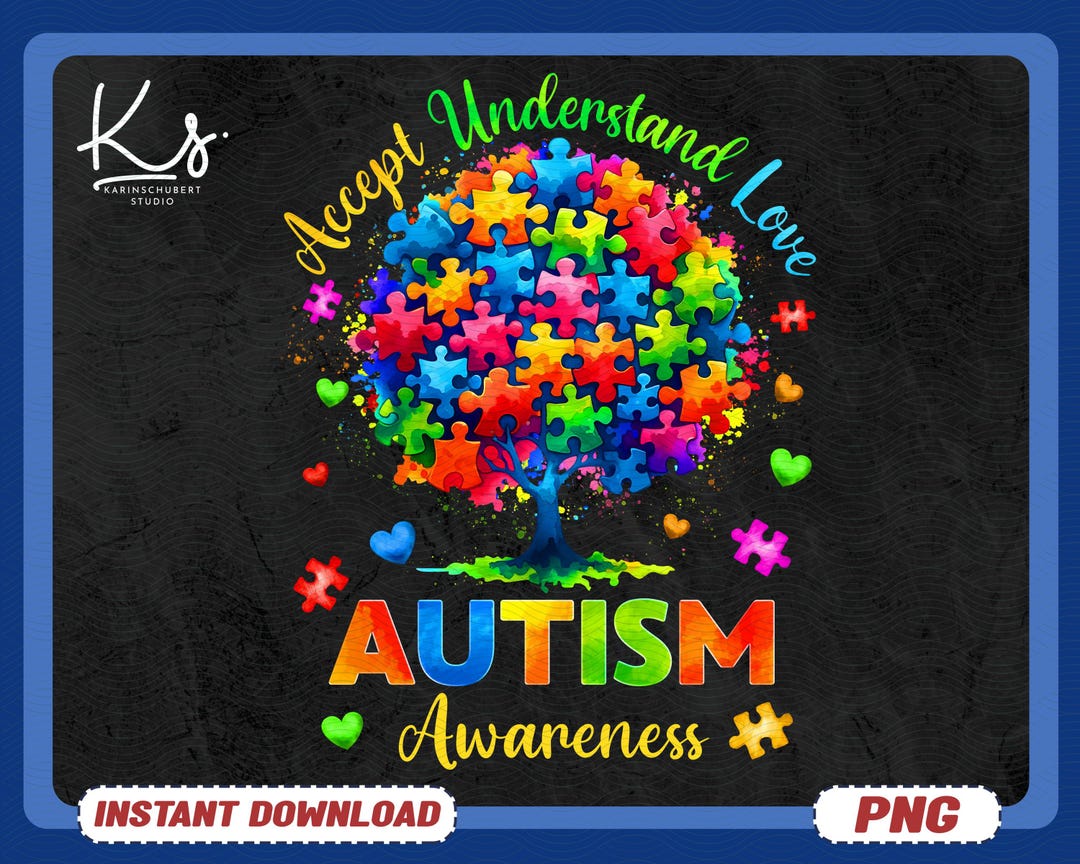 Autism Awareness Tree PNG, Accept Understand Love Autism PNG, Colorful ...