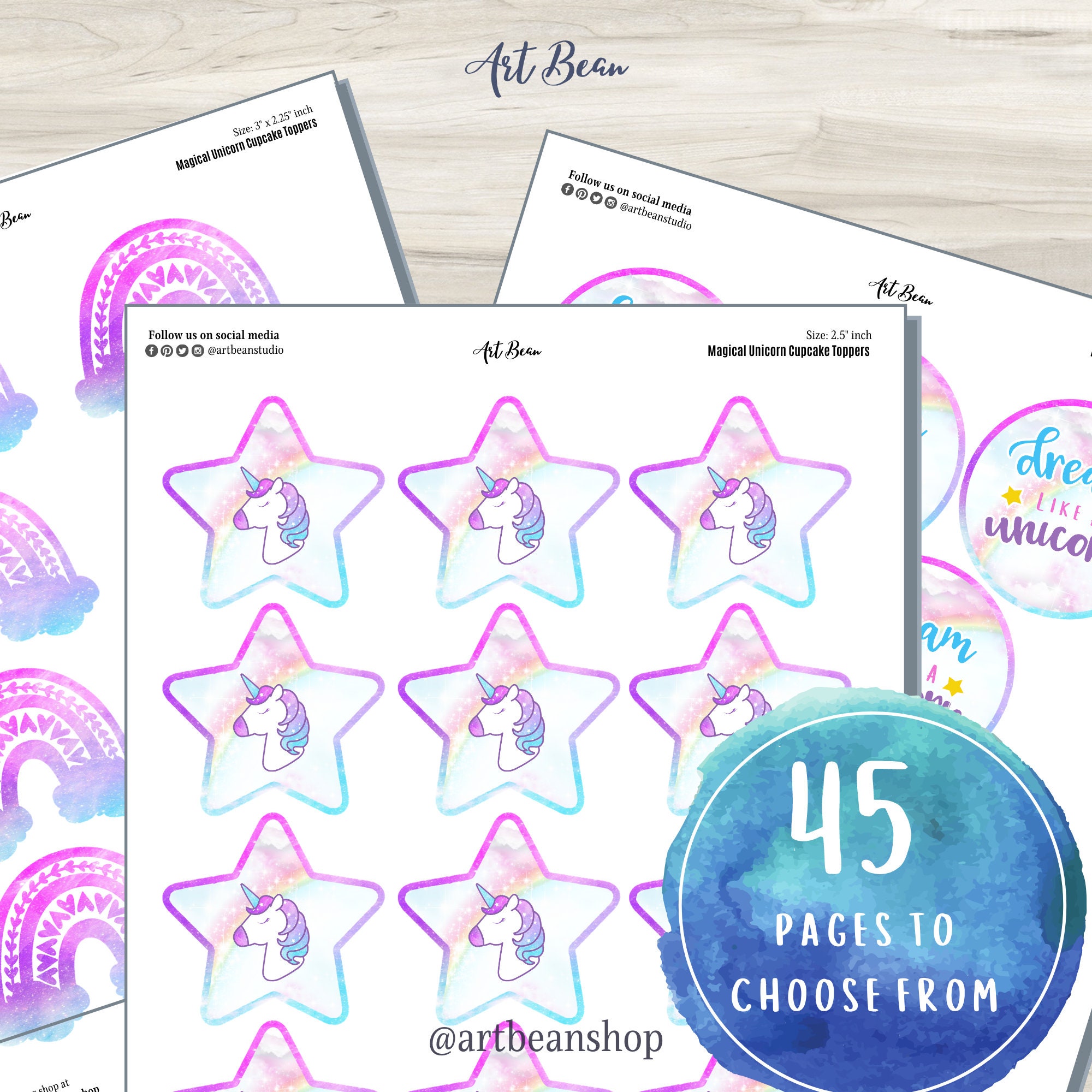 Unicorn Cupcake Toppers// Instant Download// All Occasions// - Etsy