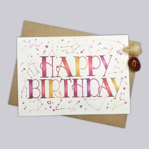 Carta di costellazione di buon compleanno