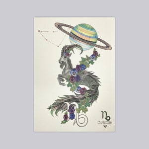 Capricorn Mountain Goat Zodiac Print