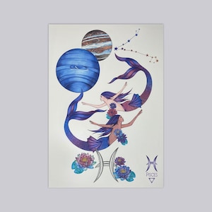 Pisces Mermaid Zodiac Print