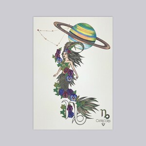 Capricorn Mermaid Zodiac Print
