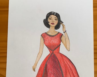 Pencil Dress Sketch Etsy Pencil Dress Sketch Etsy