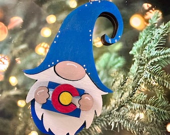 Colorado wooden gnome ornament