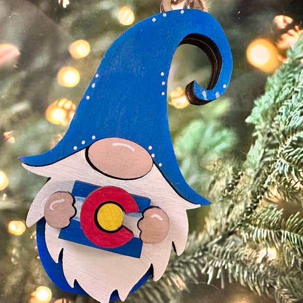 Colorado wooden gnome ornament