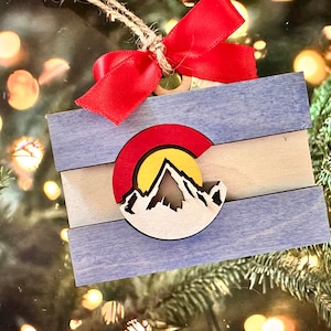 Wooden Colorado flag ornament