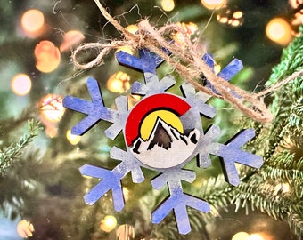 Colorado wooden snowflake ornament