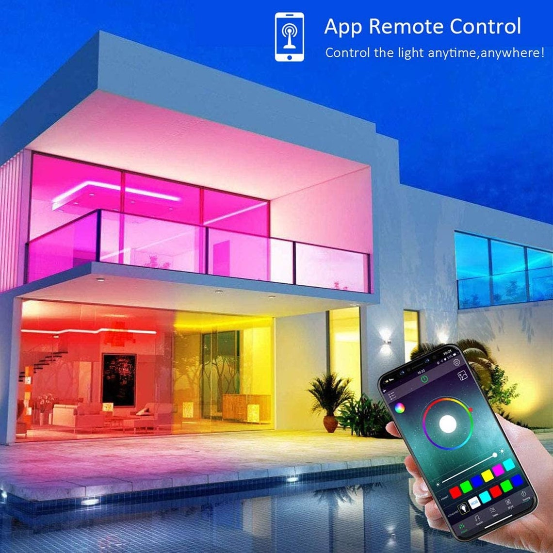 16.4ft Romwish 5050 Bluetooth Smart LED Lights RGB Color Etsy