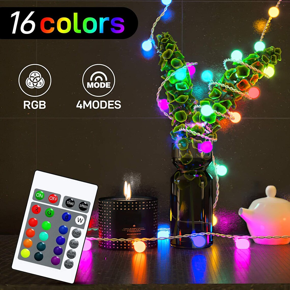LED String Lights USB Plug 16 Color Changing 21.3FT 50 LED Etsy