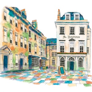 The Huntsman, Bath, Watercolour Art Print, Hand Signed