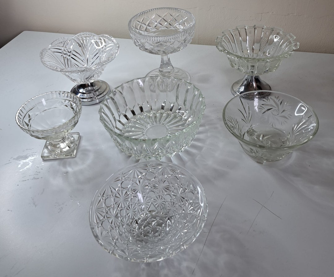 7 Various Crystal Glass Bowls Etsy