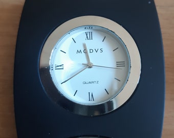 Modvs Stainless Steel and Black Mini Desk Clock Quartz Movement