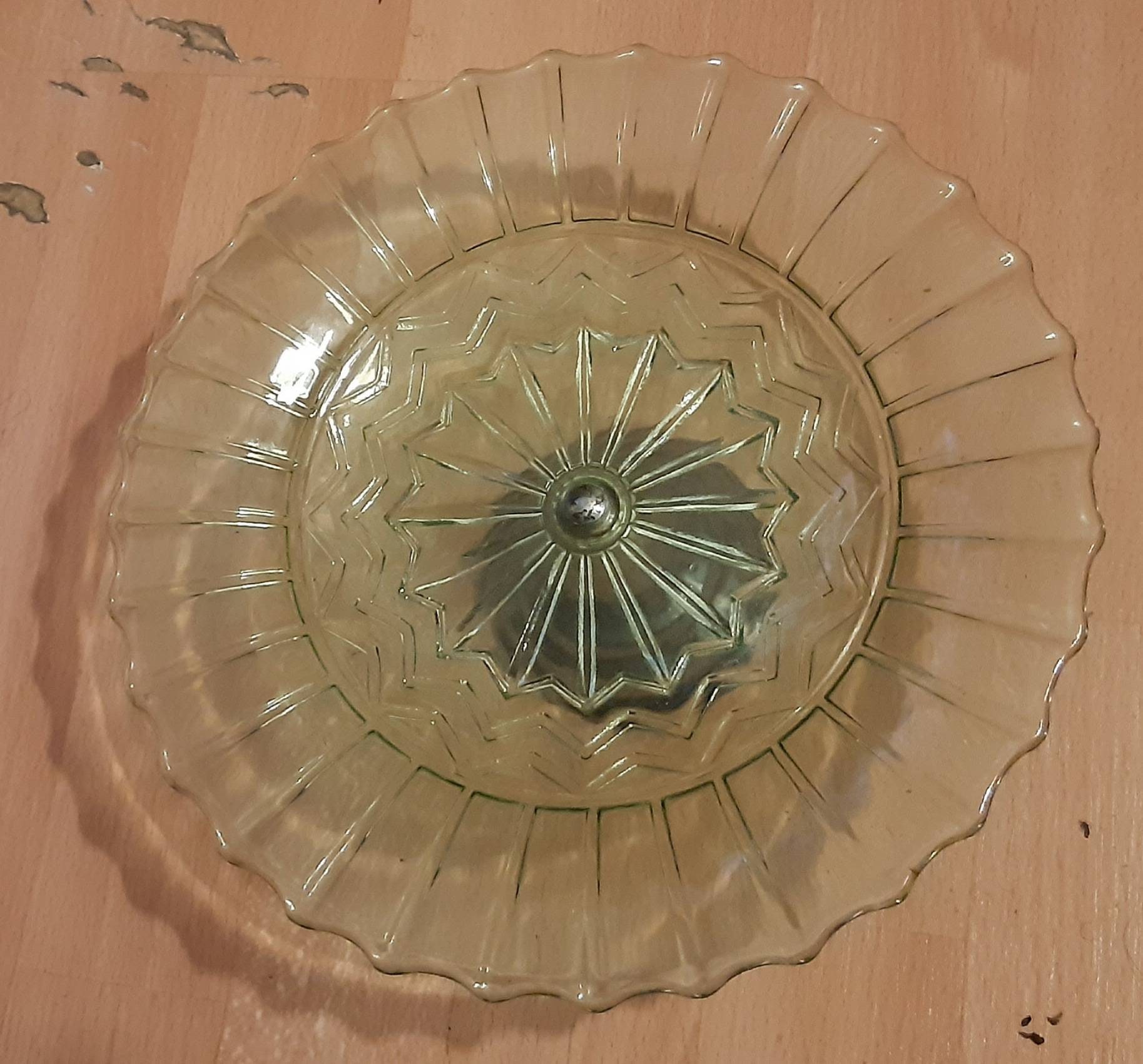 Green green vaseline glass bowl plate with Silver plated Etsy