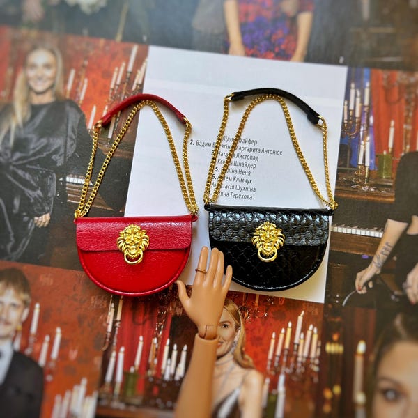 Borsa in miniatura "Lion cross body", borsetta per bambole in scala 1/6, borsetta per Blythe, Momoko, NF, FR, Poppy Parker, Barb